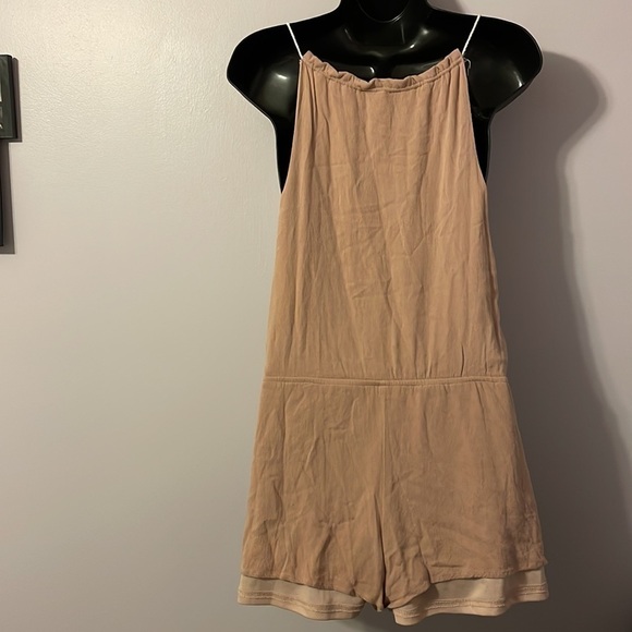 Lulus Barcelona Beauty Blush Pink Tan Embroidered Romper size S - Picture 12 of 17